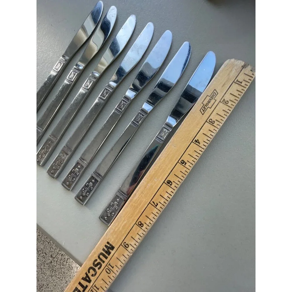 Oxford Hall Fleur De Lis Stainless Steel Japan Knives Set Of 7 Silver Tone